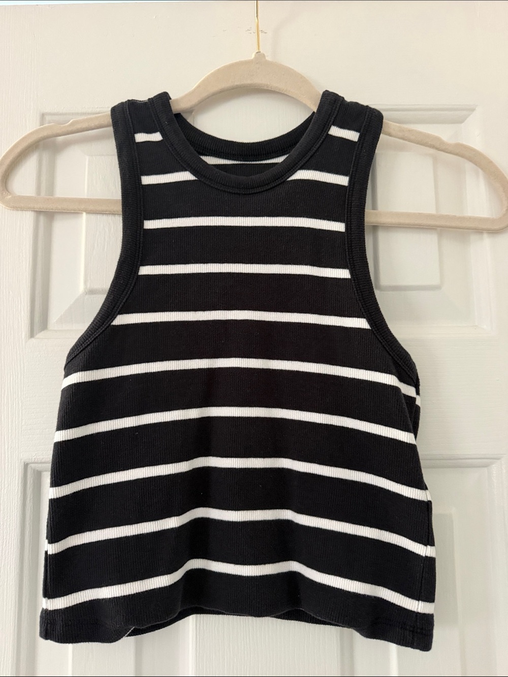 Anthropologie Maeve Black & White Striped Ribbed Tank